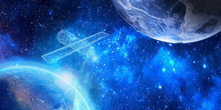 星地球空科技星空蓝色宇宙星空星球航天科技中国航天日展板背景